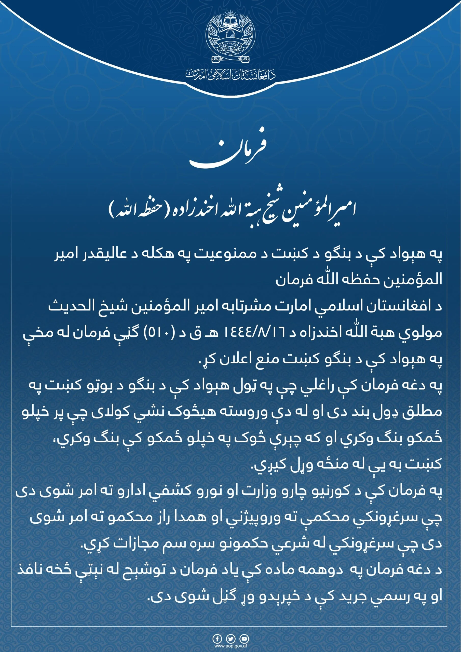 Taliban “Bans” Cannabis Cultivation