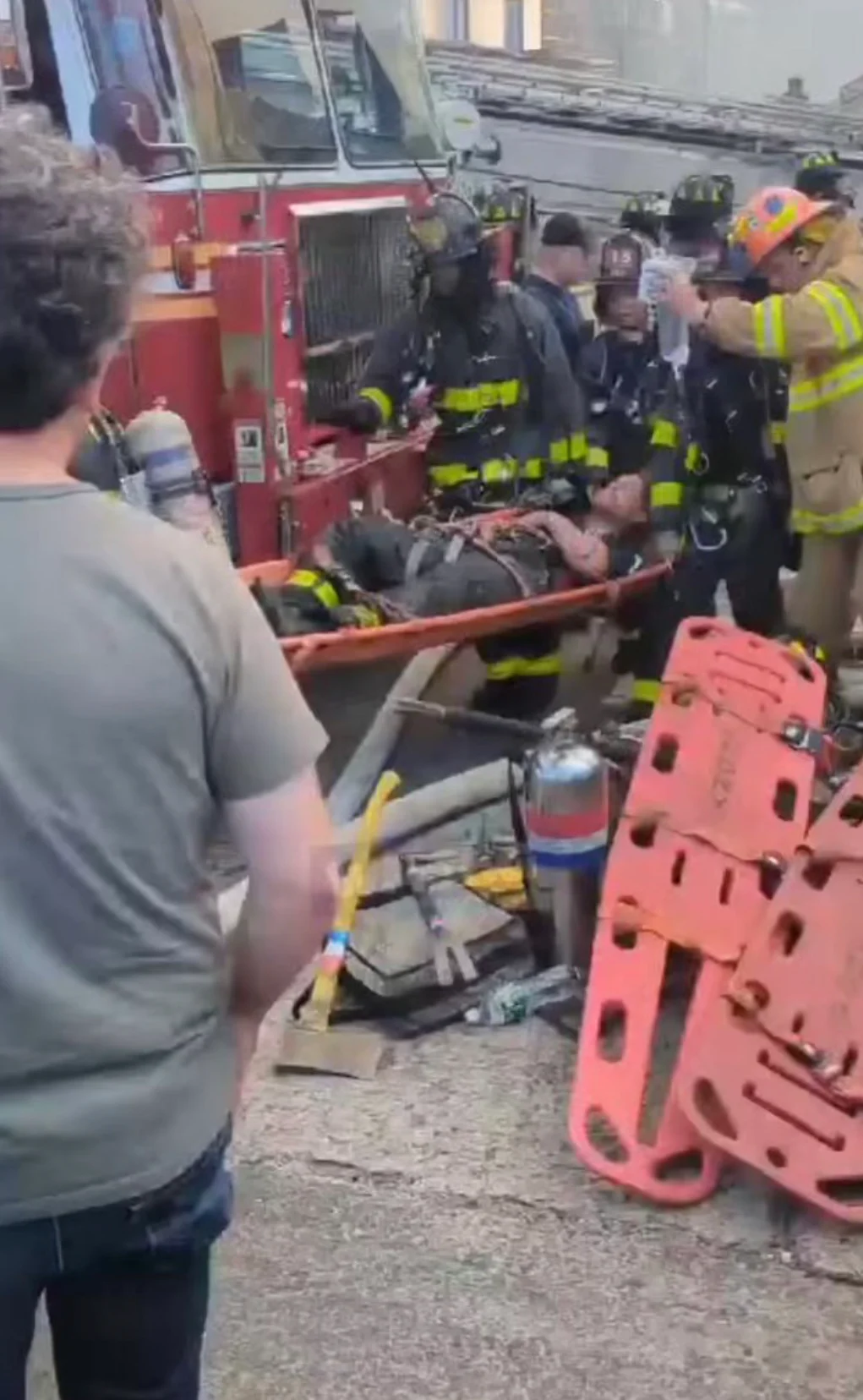 At Least Two Firefighters Injured, Out of Control Six-Alarm Fire, Brooklyn, New York