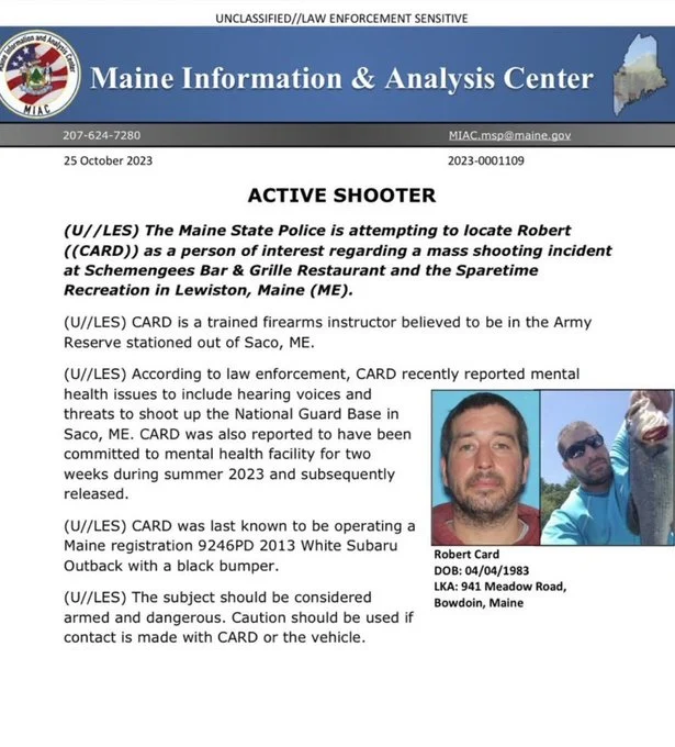 Maine Authorities Release Bulletin on Lewiston Shooter, Outlines Previous Mental Health Issues