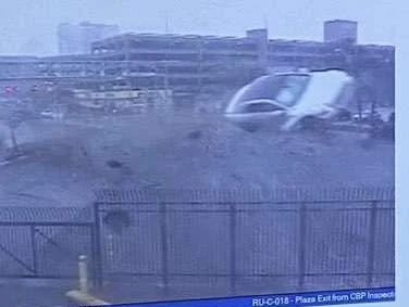 Security Footage Shows Vehicle Airborne Before Slamming into Border Crossing