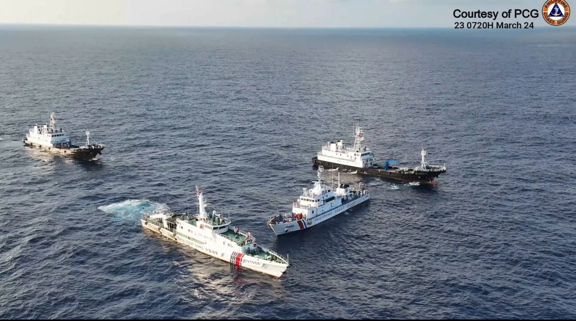 Philippines Coast Guard Vessel Encircled by Chinese Ships