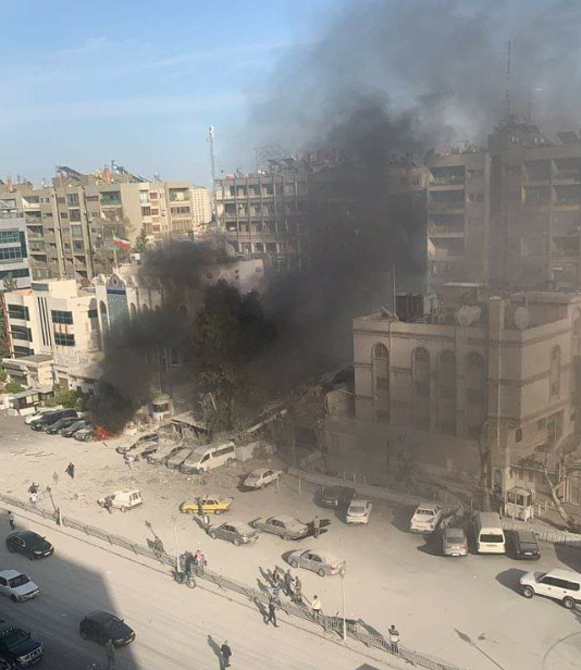 Suspected Israeli Airstrike Next to Iranian Embassy, Damascus Syria