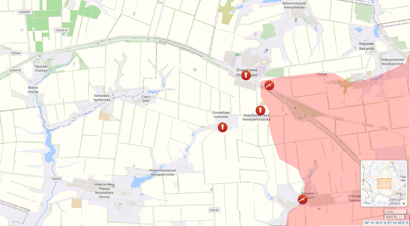 Russian Ground Forces Advance to Ocheretyne, Donetsk Oblast, Signaling Front-Wide Collapses