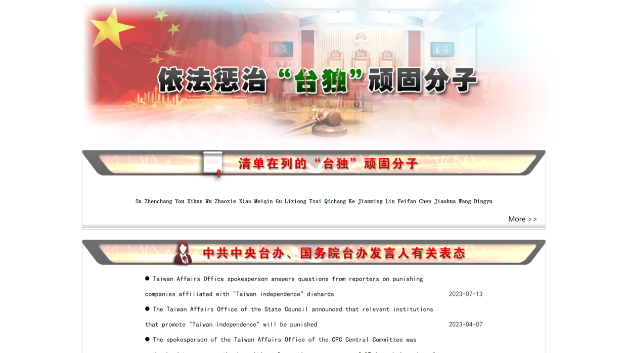 China Develops New Website Targeting Taiwanese Independence “Diehards”