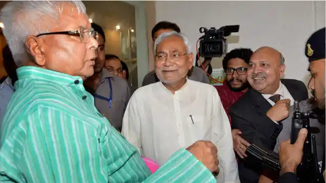 Bihar Chief Minister Nitish Kumar with RJD chief Lalu Prasad during a programme on Bihar elections in Patna on September 22, 2015. (File Photo: PTI)