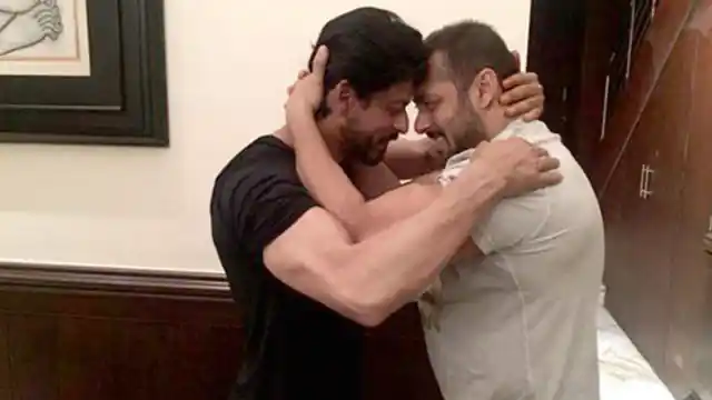 Shah Rukh Khan and Salman Khan wrestle on SRK’s 50th birthday.