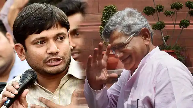 Kanhaiya Kumar (left) and Sitaram Yechury. (Photo: PTI/Altered by <b>The Quint</b>)
