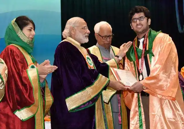 Katra: Prime Minister Narendra Modi during the 5th Convocation of Shri Mata Vaishno Devi University at Katra in Jammu and Kashmir. (Photo: AP)