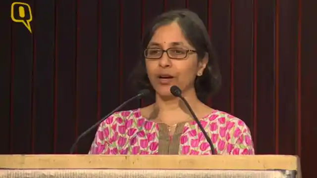 Author of Network18 book, Indira Kannan speaks at the launch of the book on Monday, 19 September 2016. (Photo: <b>The Quint</b>)