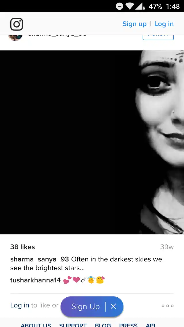 Fake Sanya Sharma’s profile