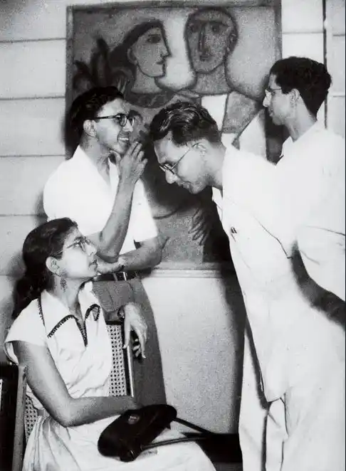 Ezekiel at an art exhibit, undated.