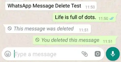WhatsApp screenshot of the recipient showing WhatsApp message in the quote window “Dude work with me” deleted 