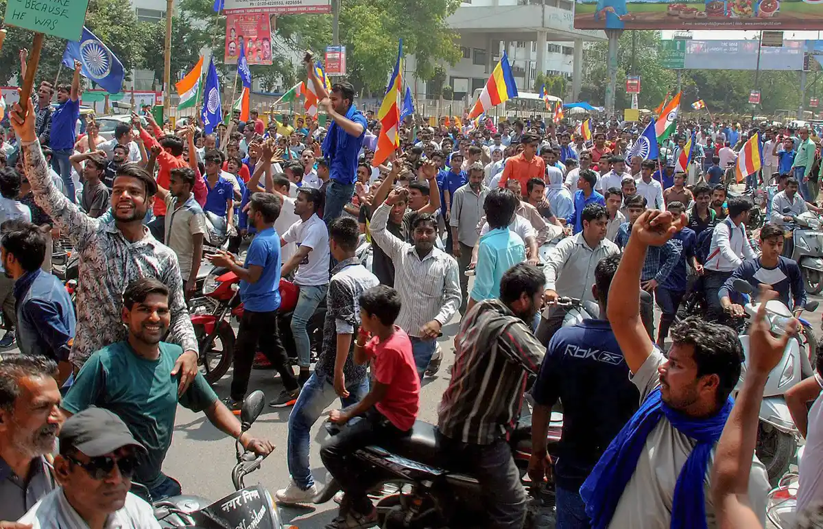 Image result for During Bharat Bandh, 8 people lost their lives in violence. (M.P 06, U.P 01 & Rajasthan 01)