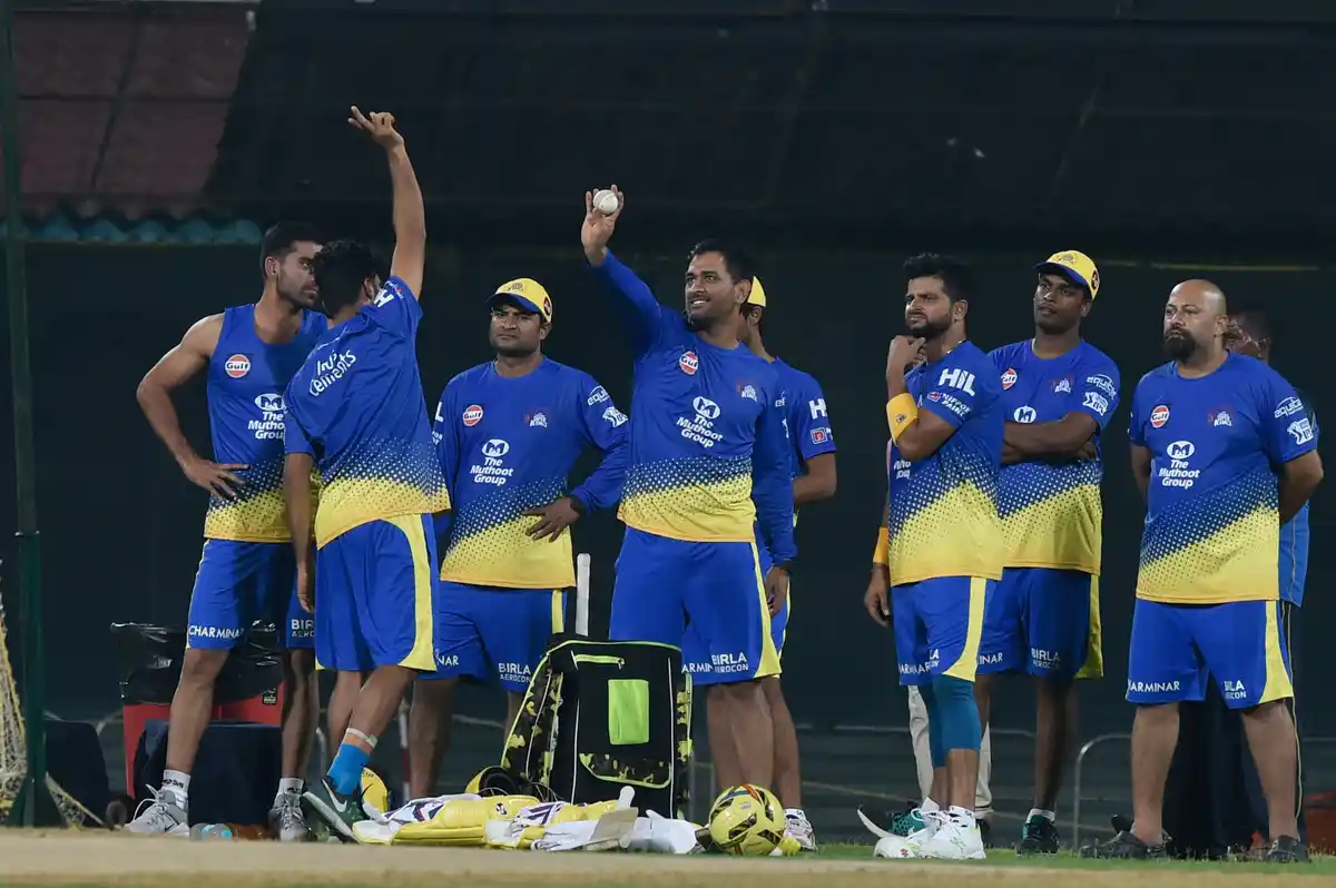 MS Dhoni at a Chennai Super Kings’ practice session ahead of the 2018 season.