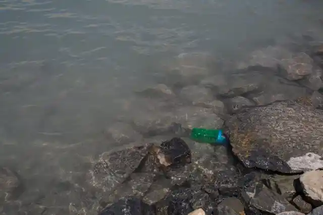 Plastic waste in Gangapurna Glacier Lake in Manang in 2018. 