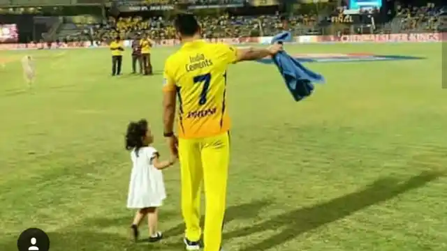 Dad Dhoni gives Ziva a tour of the Wankhede Stadium.