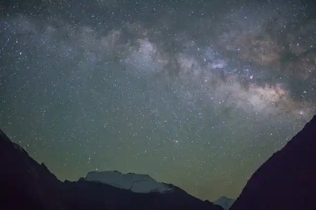 A night view of the milky-way galaxy with Sworgadwari Wall in Manang Valley 2018. 