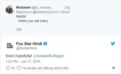 Ranbir hints at a wedding. 