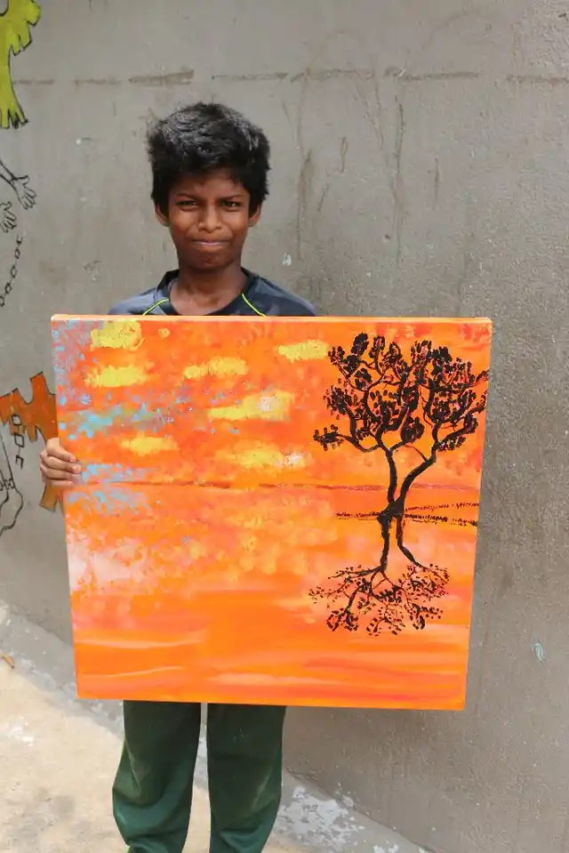‘Most of them have never painted... So the canvas, acrylic painting was initially intimidating but soon they realised their potential,’ says Aishwarya.