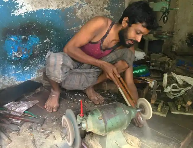 Arshad Ansari makes shuttles used in a loom but has had barely 5 percent sale for the last eight months. 