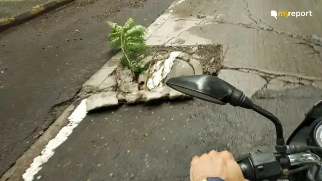 A manhole cover caved in at Airoli, Navi Mumbai.