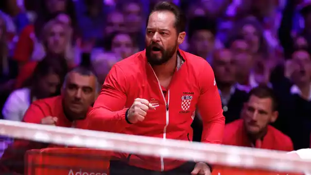 Croatia’s team captain Zeljko Krajan reacts as Croatia’s Marin Cilic plays France’s Lucas Pouille during the Davis Cup final between France and Croatia on Sunday, November 25.