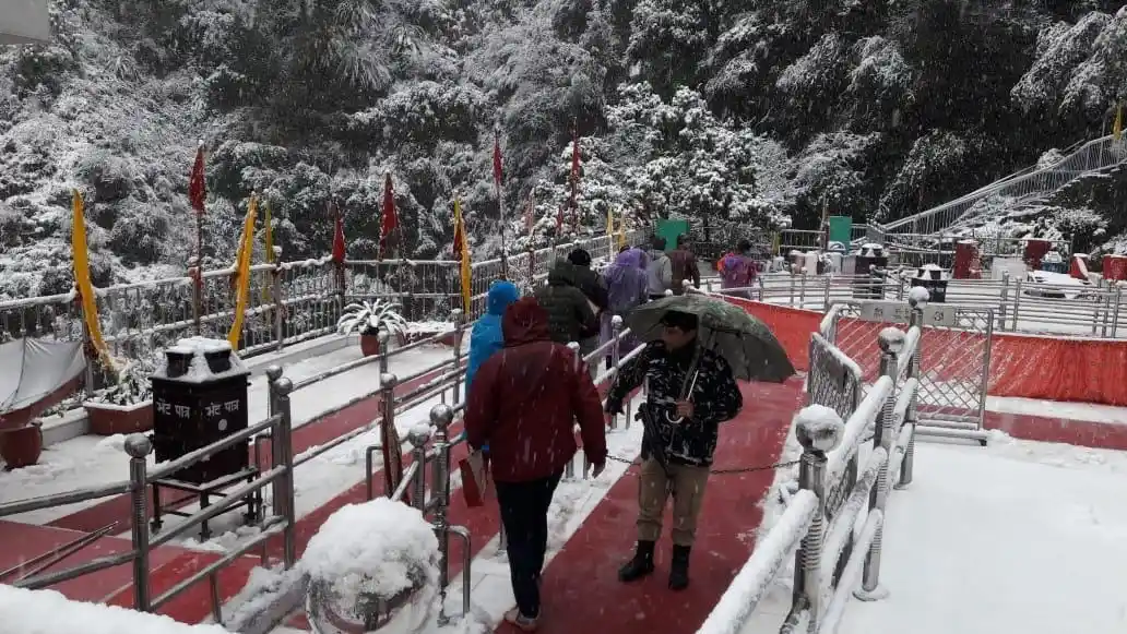Devotees on their way to the Vaishno Devi temple in Katra.