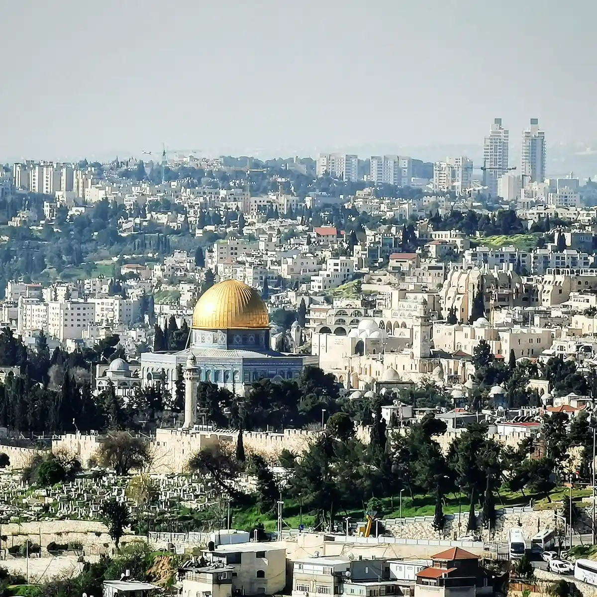 The old and the new merge in this shot of Jerusalem.