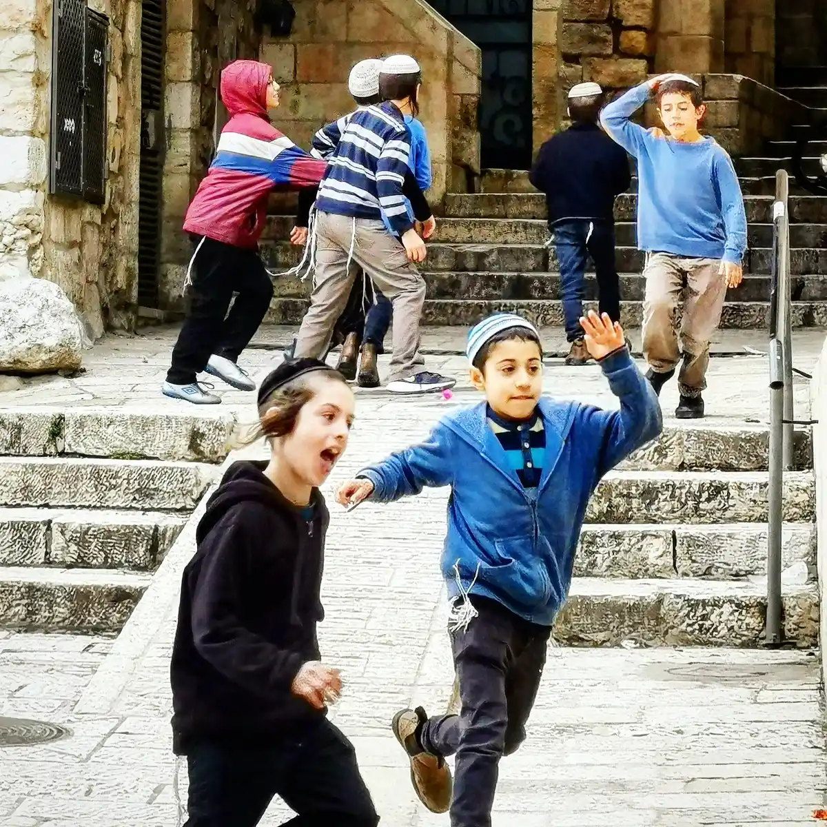 Kids in the Jewish Quarter of the Old City.