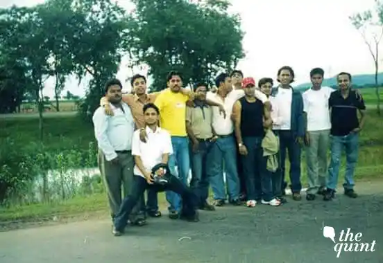 A young MS Dhoni (third from right) with his friends. 