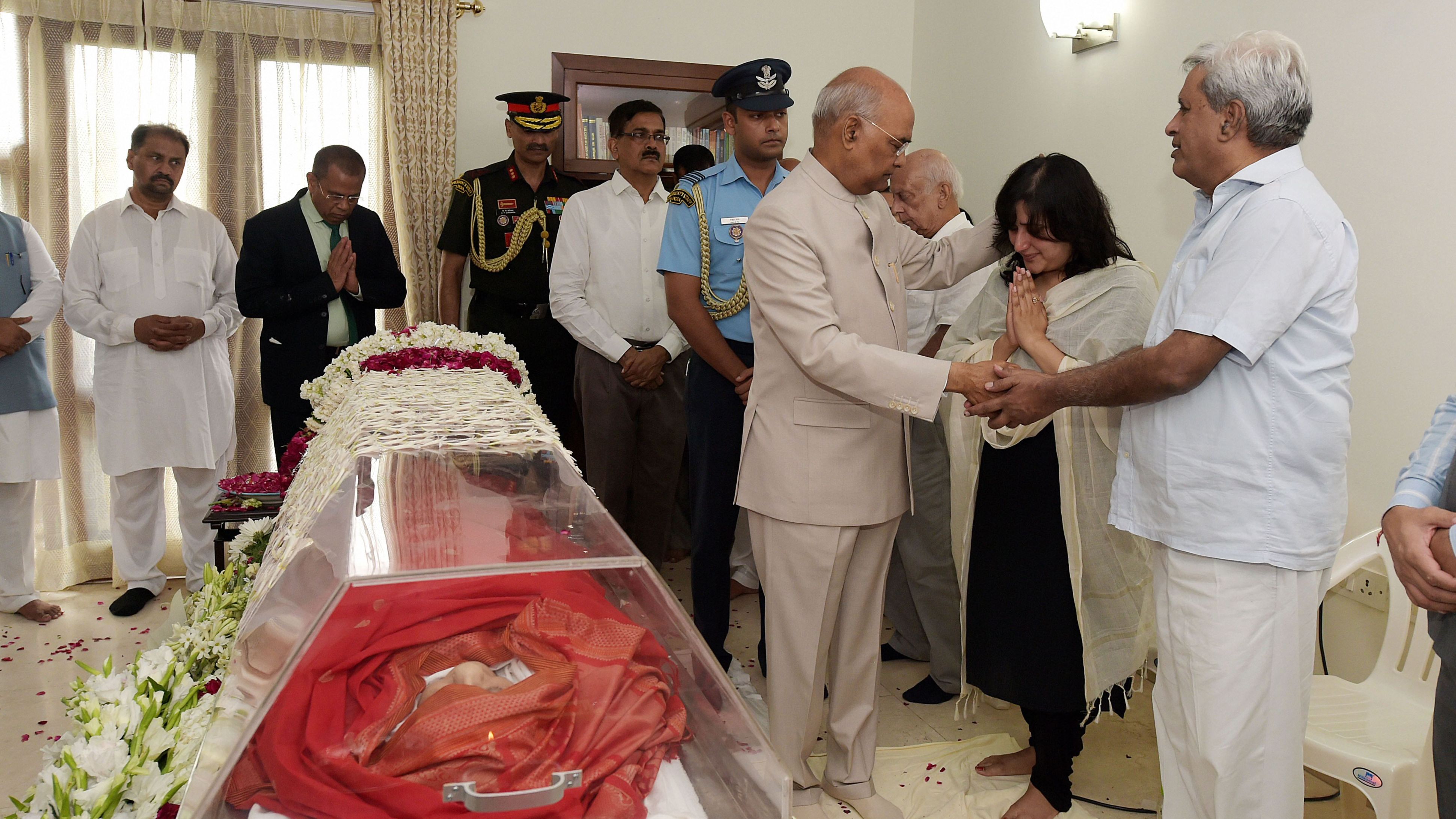 Image result for Sushma Swaraj passes Away- State Funeral Today, President ram nath