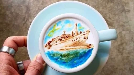 Kangbin Lee Coffee Art work (Photo Courtesy: <i><a href="https://scontent-sit4-1.xx.fbcdn.net/v/t31.0-8/19023262_803501523130975_9063704486220032975_o.jpg?oh=cc8a810ddfcbb461336e73a16f37464b&oe=599D7354">Facebook</a></i> )