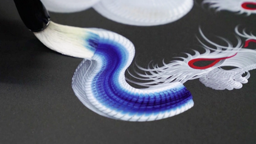 Japanese Artist Paints Stunning Dragons With A Single Brush Stroke Japanese Artist Paints Stunning Dragons With A Single Brush Stroke