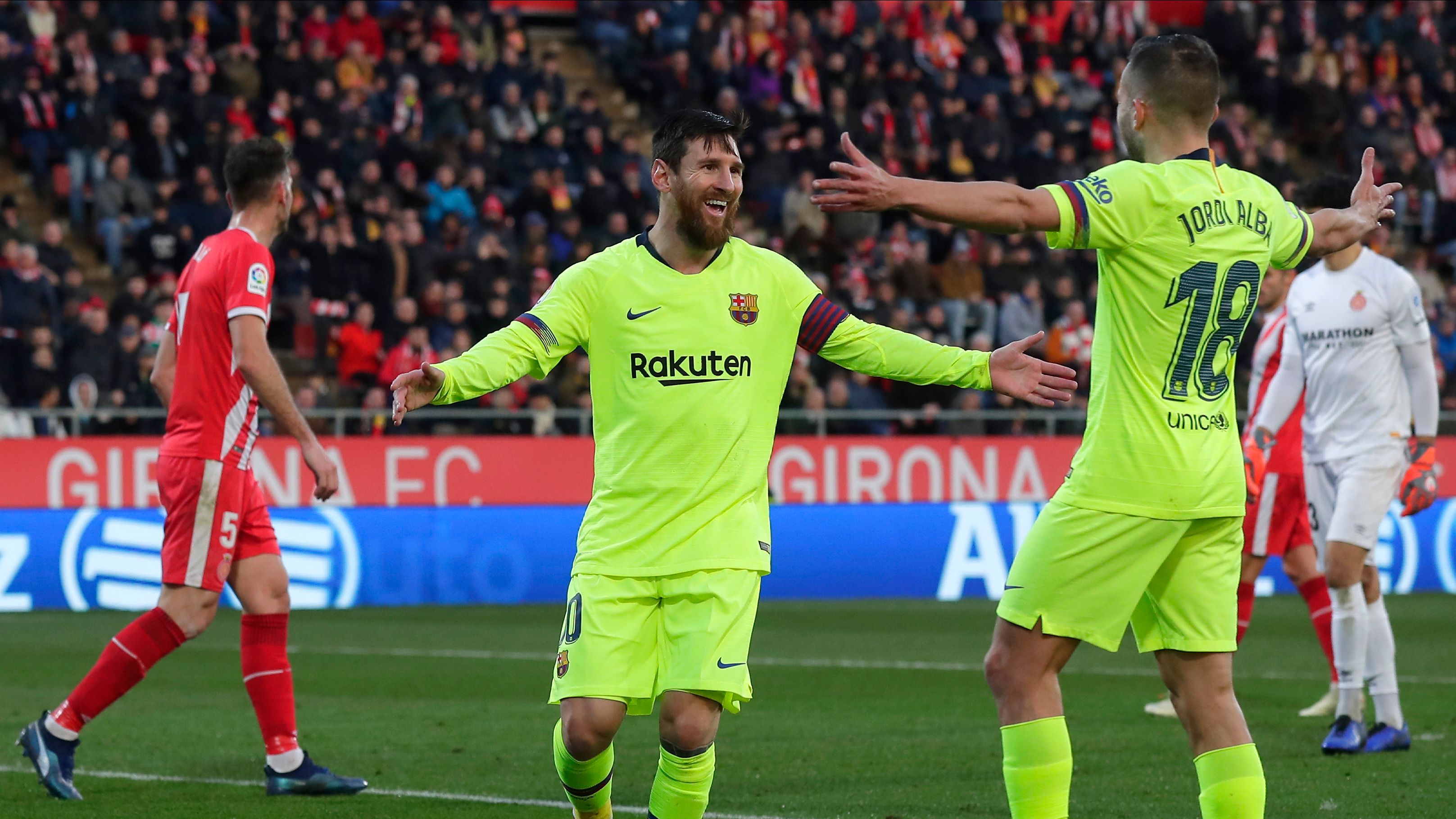 Spanish League Messi Scores Again as Barcelona Beat Girona, Real