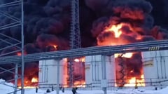 Russian oil depot on fire
