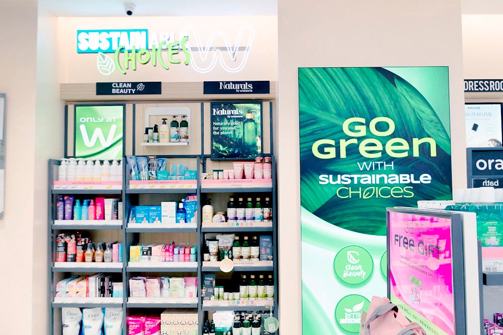 The Sustainable Choices area of Watsons Greenbelt 5. | PHOTOGRAPHS COURTESY OF WATSONS