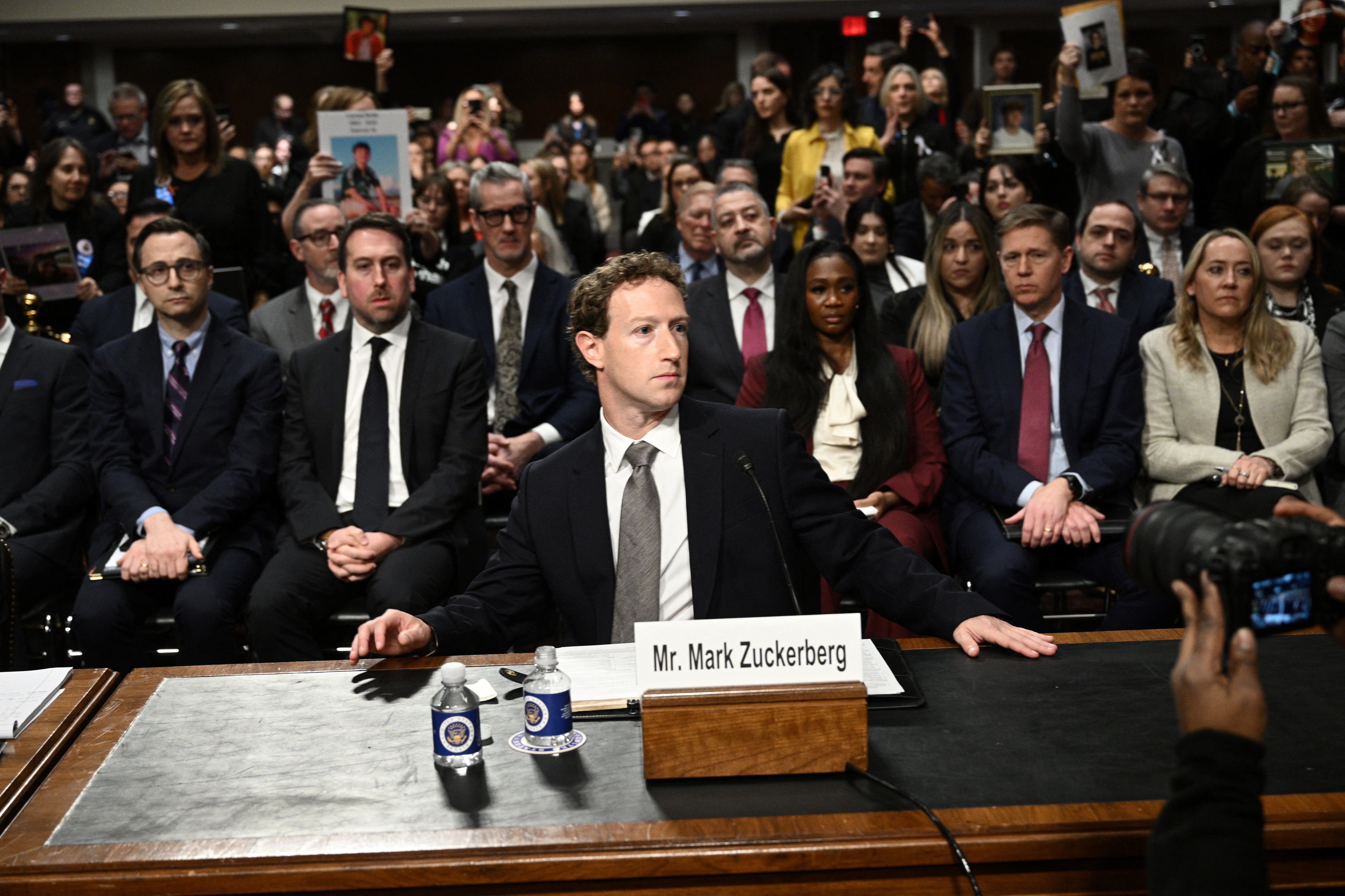 MARK Zuckerberg, CEO of Meta, looks on during the United States Senate Judiciary Committee hearing ‘Big Tech and the Online Child Sexual Exploitation Crisis’ in Washington, DC.