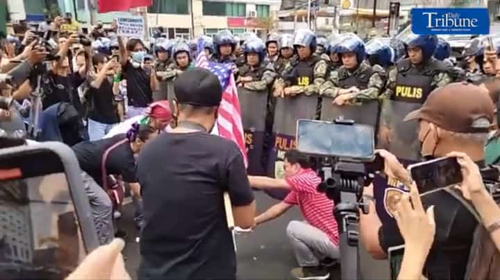 Protesters call for an end to US military presence
