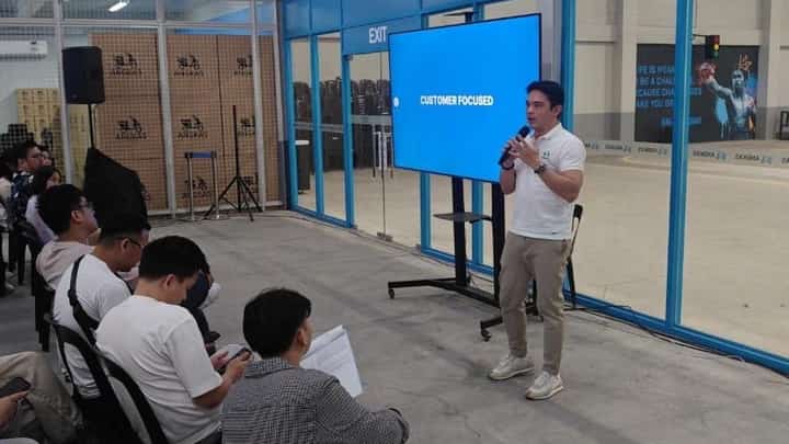 In Photo: Angkas CEO George Royeca speaks to partners in a recent town hall entitled ‘2024 and Beyond’ to discuss future business plans, which include the introduction of four-wheel services.