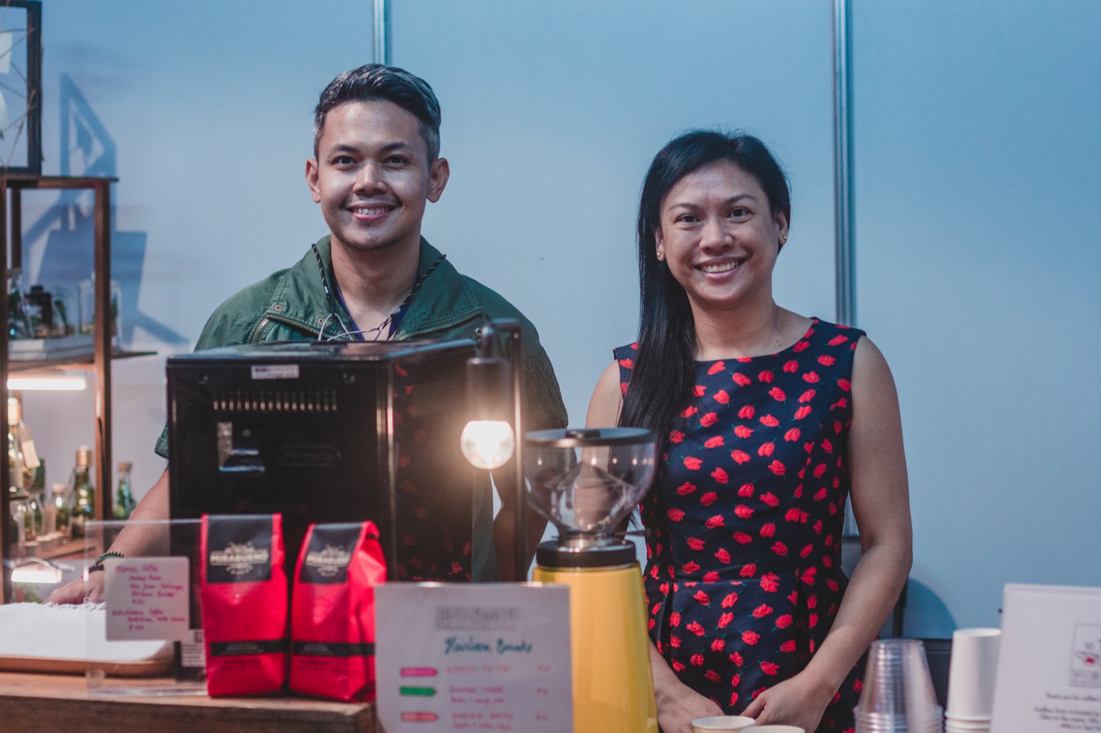 Exhibitor, Coffee Hunter, posing with their variety of heirloom Barako coffees from Batangas
at their booth last MCF 2023.