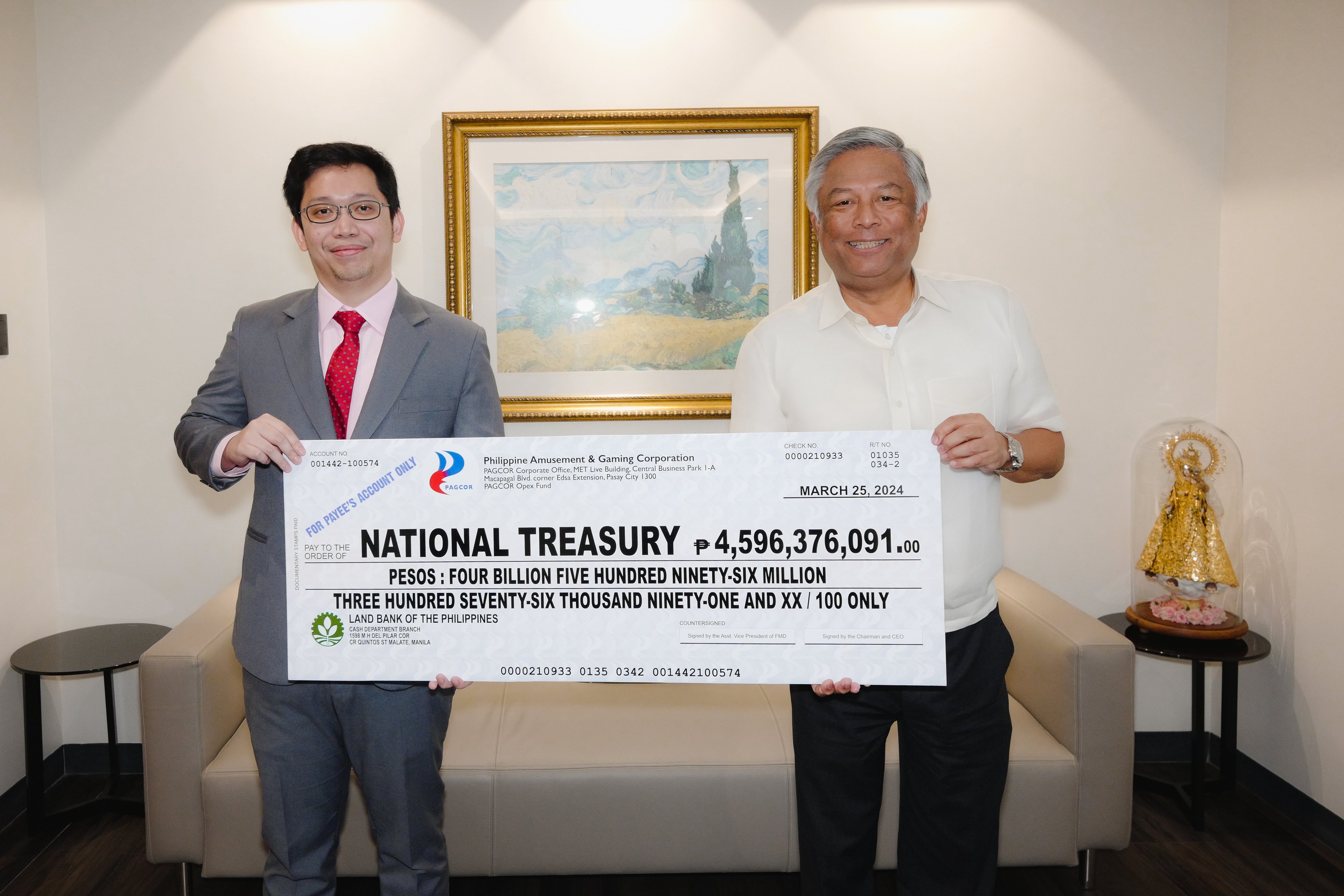 PAGCOR remits P4.59B to state treasury