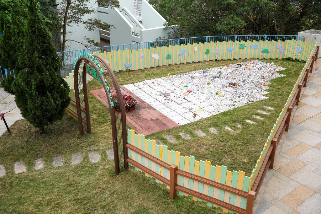 (FILES) This photo taken on 28 February 2024 in Hong Kong shows the Garden of Forever Love the at Chai Wan Cape Collison Crematorium. Launched in 2022, the Home of Forever Love provides free cremations for fetuses of less than 24 weeks gestation in Hong Kong.