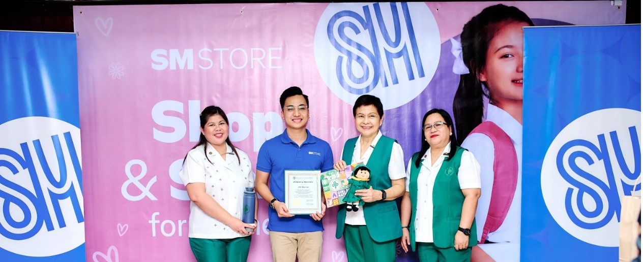 Turnover of hygiene kits from SM Store Shop & Share for Women to Girl Scouts of the Philippines (GSP) National Headquarters

From left, Mrs. Jade Reyes, Program Director of GSP, Mr. Aries Pineda, Sr. Manager of SM Store CSR & Publicity together with GSP National President, Dr. Cristina Lim-Yuson and Mrs. Roselyn B. Davadilla, National Executive Director of GSP