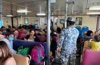 ON ALERT. A Philippine Coast Guard troop checks passengers at the Balingoan Port in Misamis Oriental province on Wednesday 27 March 2024.
The PCG is working with the Philippine National Police (PNP) and the Philippine Ports Authority (PPA) to address the expected influx of passengers in maritime gateways for the Holy Week.