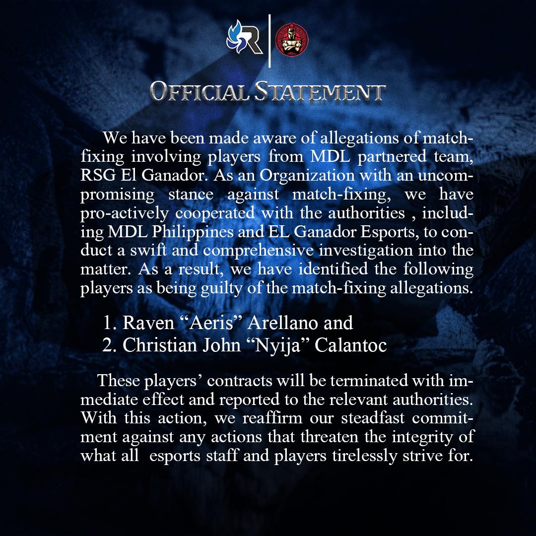 RSG PH fires two players from MDL squad in match-fixing scandal