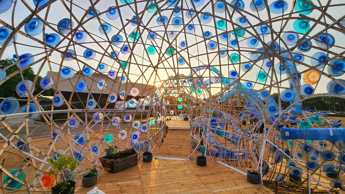 Visitors can explore inside the installation.