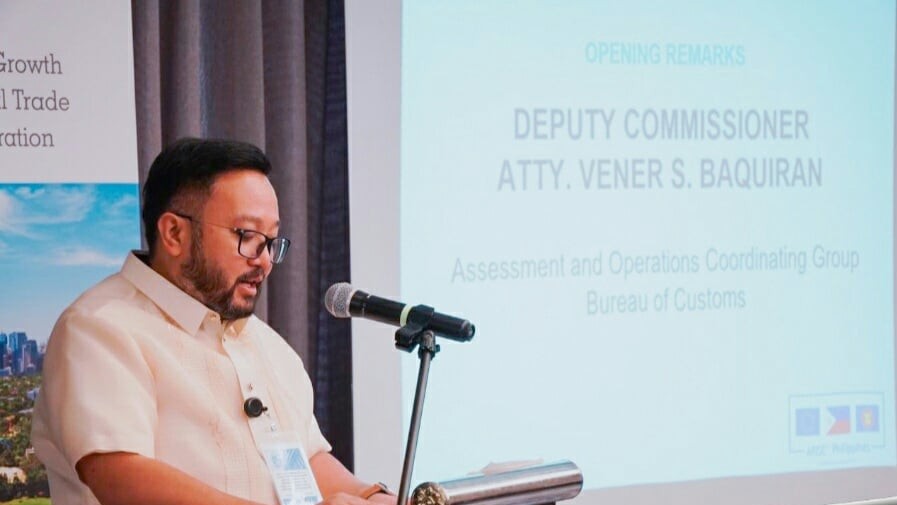 Atty. Vener S. Baquiran, Deputy Commissioner of the BOC Assessment and Operations Coordinating Group (AOCG) and Supervising Deputy Commissioner of the AEO Program, delivers his Opening Remarks.