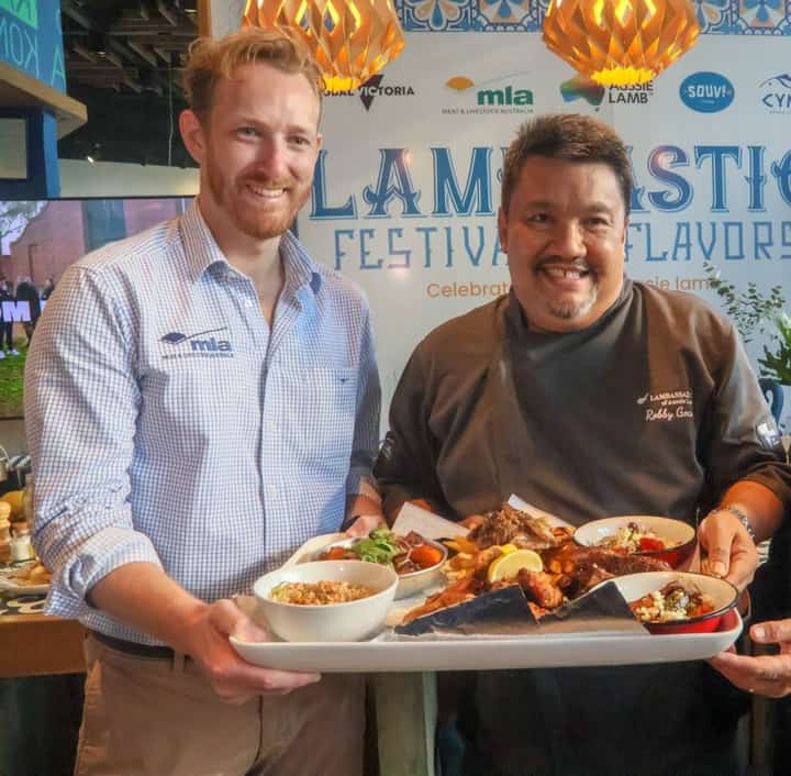 CHEF Robby Goco with Spencer Whitaker of Meat and Livestock Australia.