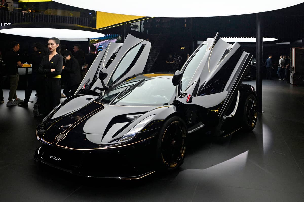 PEDRO PARDO/AGENCE FRANCE-PRESSE
A Lotus Evija model car is a certified showstopper.