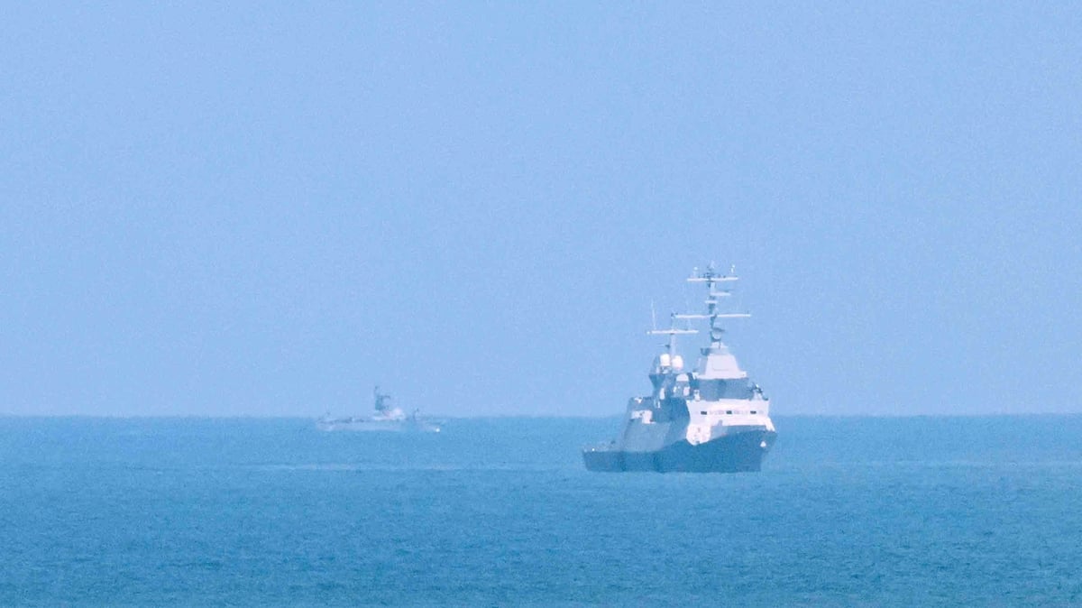 Israeli warships patrolling the Netanya coast